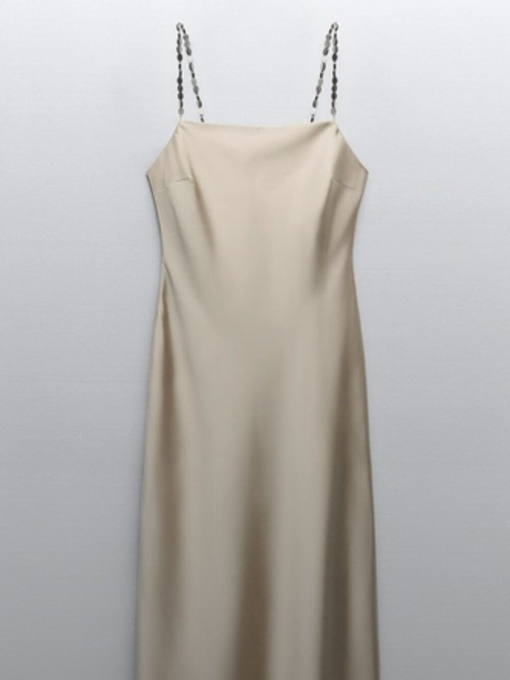 Zara Satin Maxi Dress in Beige